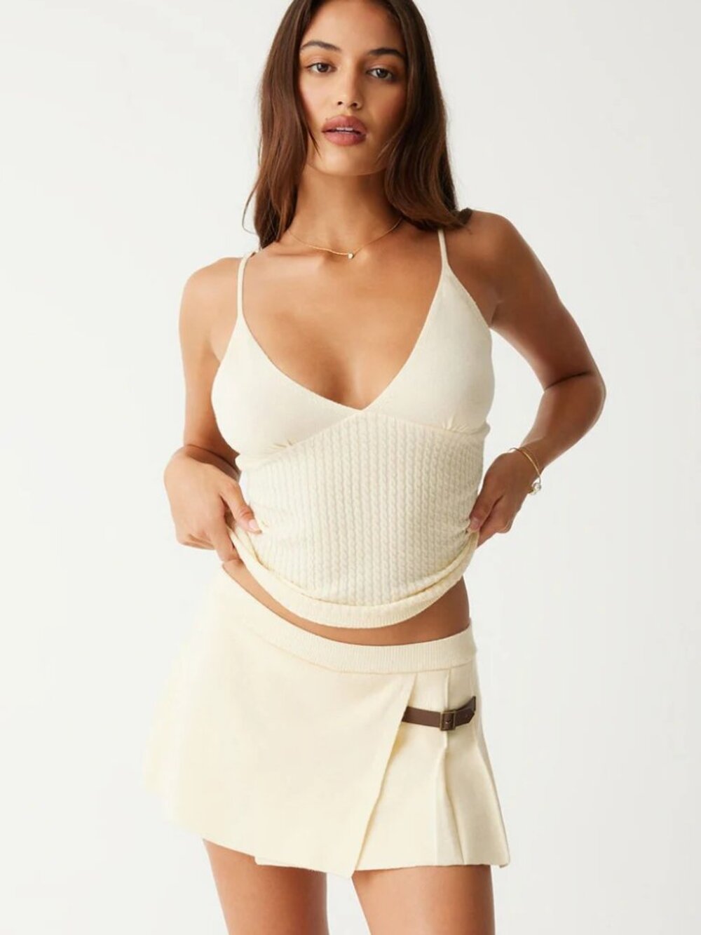 Frankies Bikinis Cloud Knit Pleated Skort